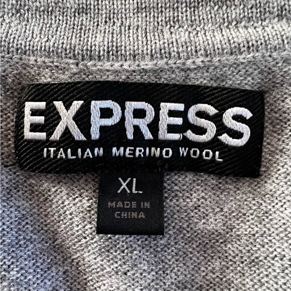 Express Mens Merino‎ Wool Sweater Grey Size XL - Picture 5 of 10